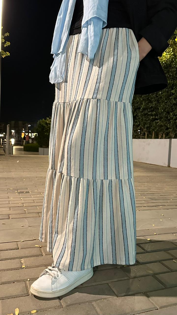 Layali baby blue striped skirt