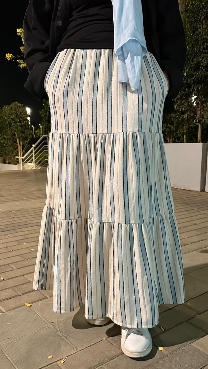 Layali baby blue striped skirt