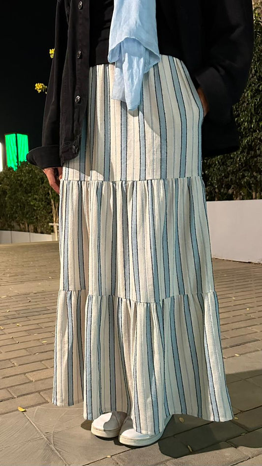 Layali baby blue striped skirt